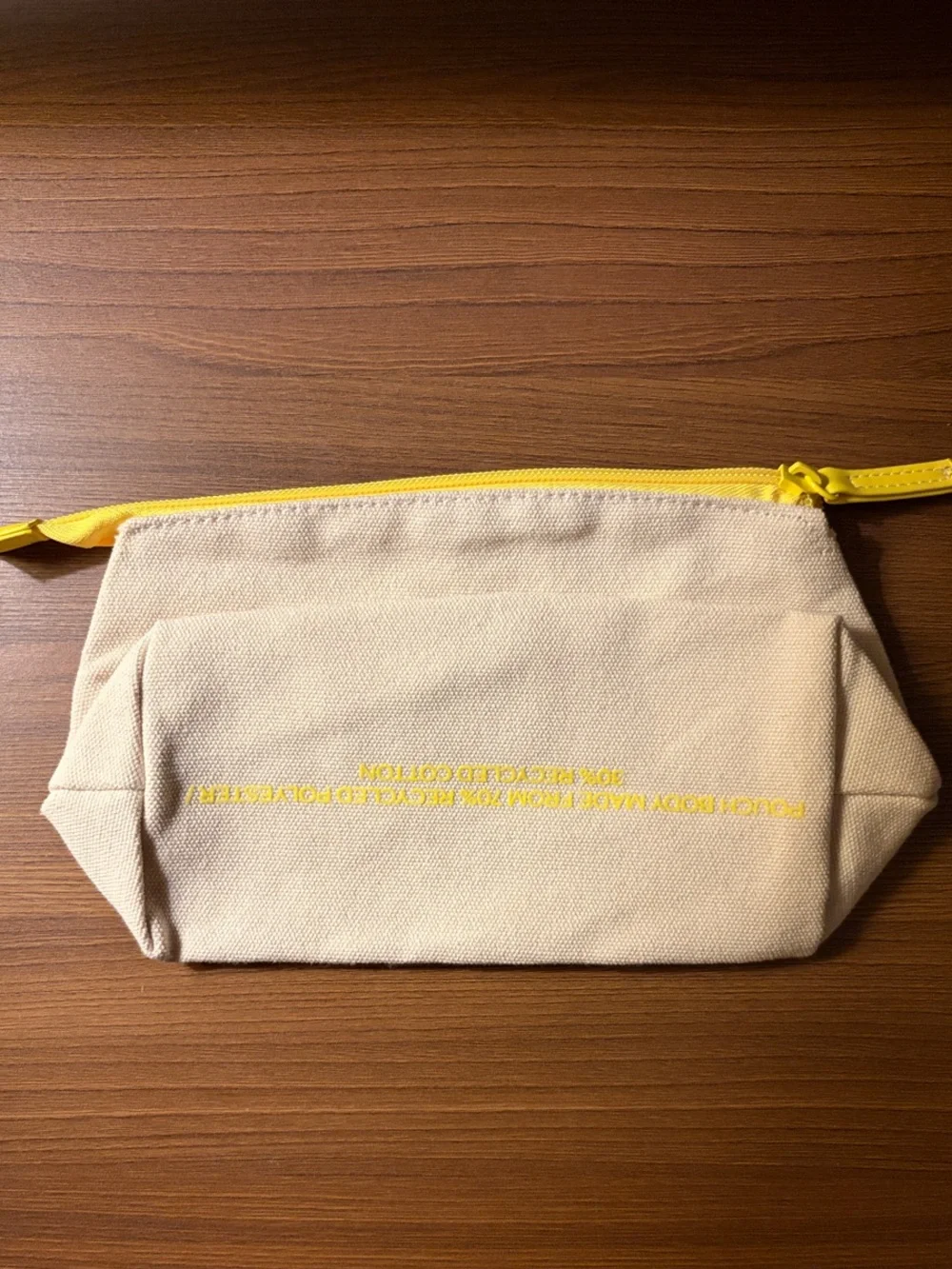Yellow-Trim Canvas Cosmetic Pouch